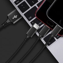雷摄（LEISE）数据线USB-Type-C/双Type-C/Type-C转Lightning LS-366/一拖三66W快充线（红色）
